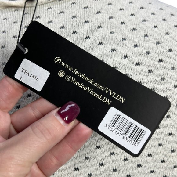 NWT Ivory Cream Voodoo Vixen Knit Ruffle Sleeve Francine Blouse Size LG - Picture 8 of 11